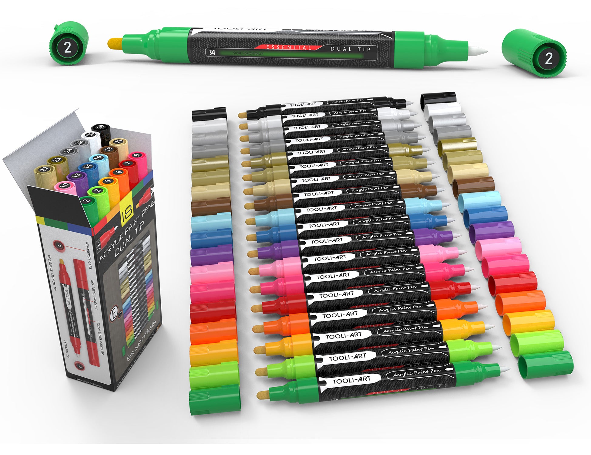 Tooli-Art Acrylic Paint Pens Assorted Multicolor Vibrant Markers